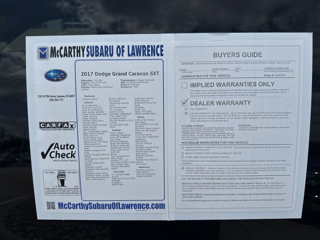 2017 Dodge Grand Caravan SXT