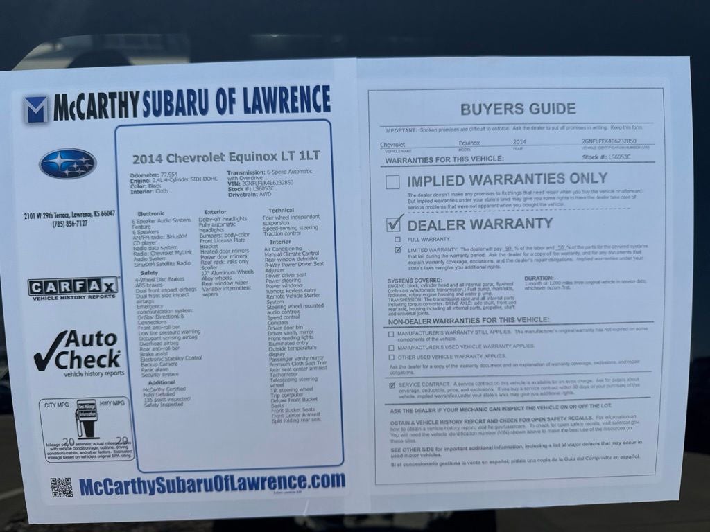 2014 Chevrolet Equinox LT 1LT