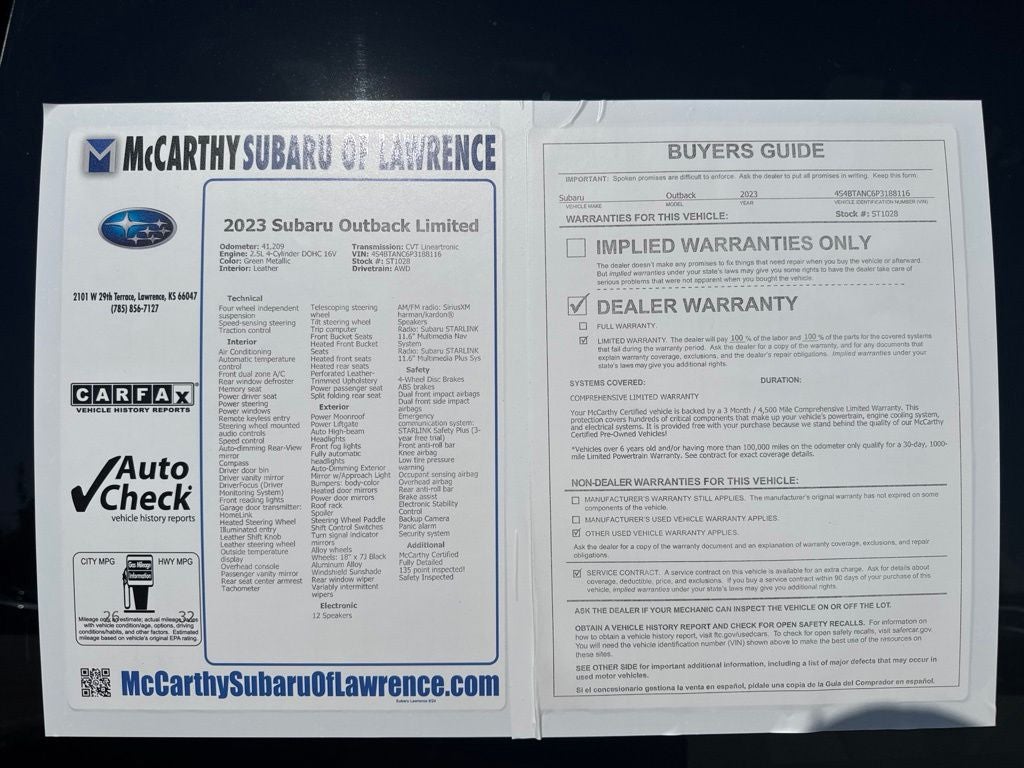 2023 Subaru Outback Limited