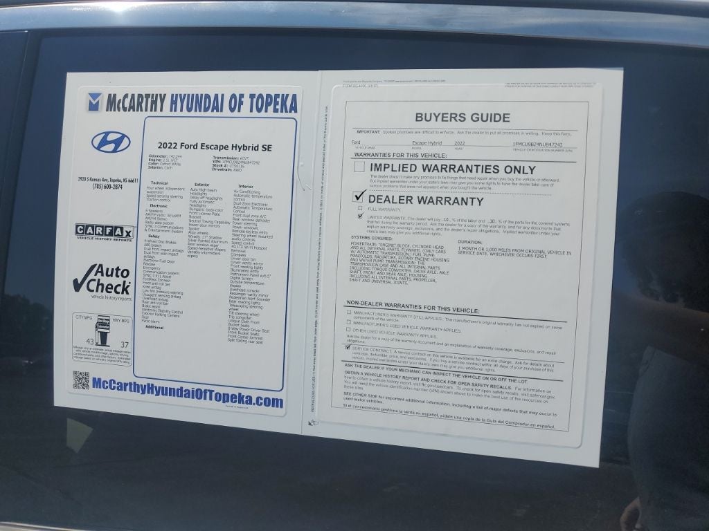2022 Ford Escape Hybrid SE